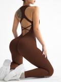 Seamless back tight fitting thread yoga jumpsuit