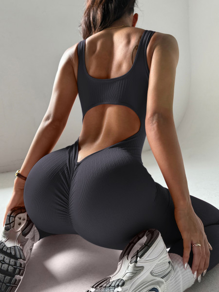 One piece long pants jumpsuit without chest cushion