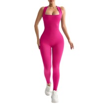 Seamless back tight fitting thread yoga jumpsuit