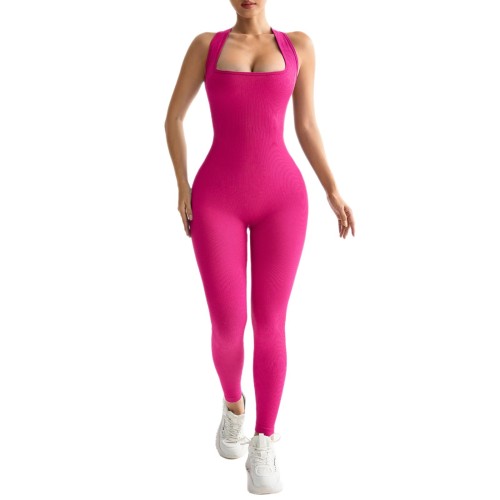 Seamless back tight fitting thread yoga jumpsuit