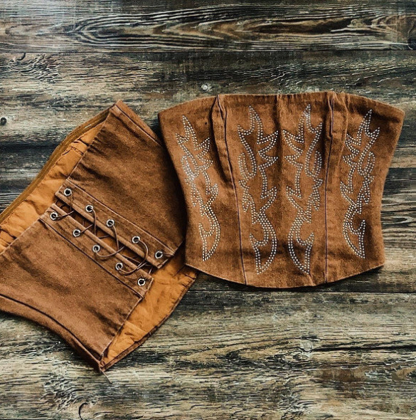 Digital printed vest top wrapped around the chest