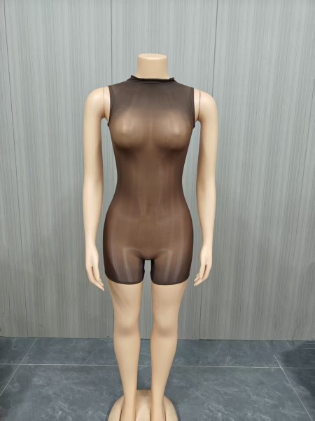 Super elastic glossy body socks, nightclub perspective jumpsuit shorts