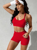 Hanging neck bra shorts yoga set