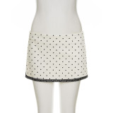Lace patchwork neck strap top, hip hugging skirt set