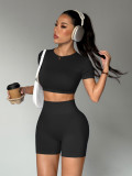 Beautiful back short sleeved yoga suit set