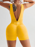 Deep V-waist yoga jumpsuit, fitness suit, tight fitting short style