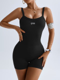 Backless fitness jumpsuit shorts
