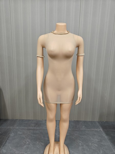 Super elastic glossy body sock skirt nightclub see through skirt