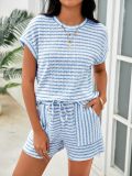 Striped short sleeved T-shirt shorts set