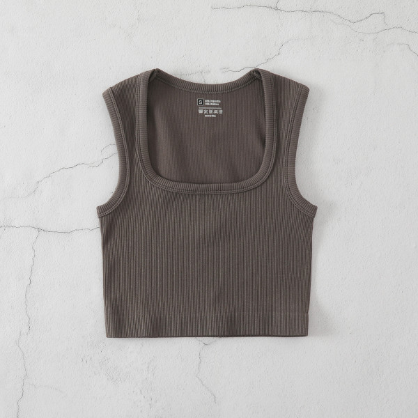 Large collar threaded yoga sports vest top
