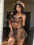 Leopard print two-piece sleeping set