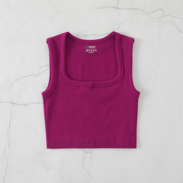 Large collar threaded yoga sports vest top
