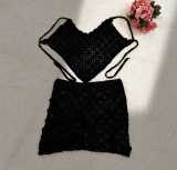 Sequin splicing pure hand hook bikini two-piece cover up