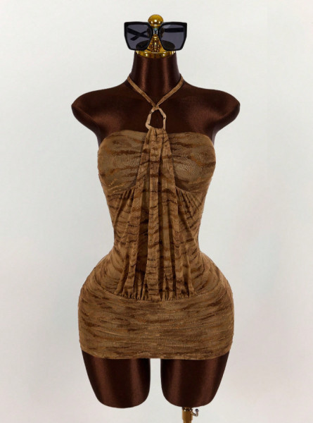 Backless sleeveless halter dress