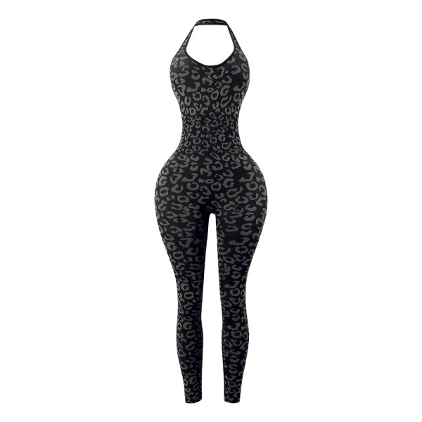 Hanging neck sports jumpsuit pants