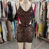 Sequin splicing pure hand hook bikini two-piece cover up