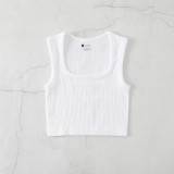 Large collar threaded yoga sports vest top
