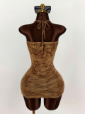 Backless sleeveless halter dress