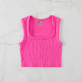 Large collar threaded yoga sports vest top