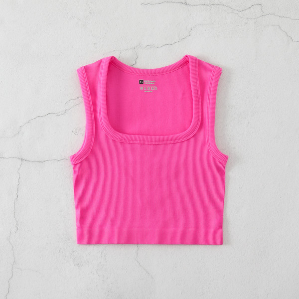 Large collar threaded yoga sports vest top