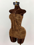 Backless sleeveless halter dress