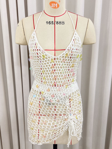 Splicing pure hand hook bikini two-piece cover up shirt