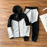 Casual Sporty Multi-Colored Hooded Knit Set YL930486661686