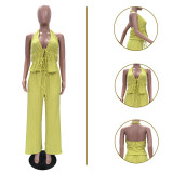 Sleeveless slim fit pants set