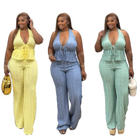 Sleeveless slim fit pants set