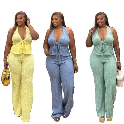 Sleeveless slim fit pants set