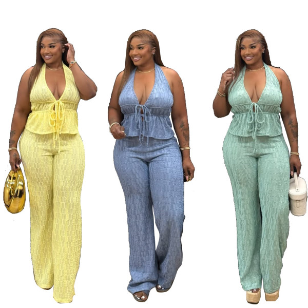 Sleeveless slim fit pants set