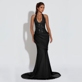 Hanging neck backless dress