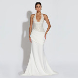 Hanging neck backless dress