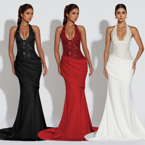 Hanging neck backless dress
