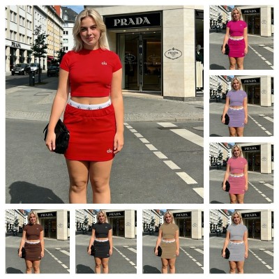 Pure Cotton T-Shirt and Skirt Set Two-Piece