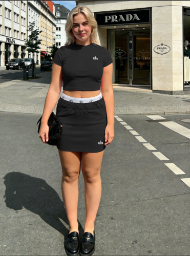 Pure Cotton T-Shirt and Skirt Set Two-Piece
