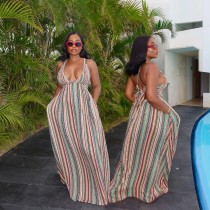 Colorful striped tied dress, long skirt Colorful striped tied dress, long skirt