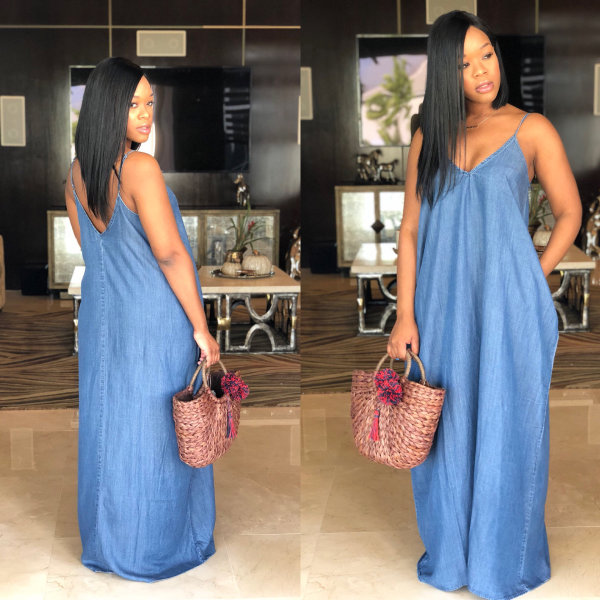 Loose denim jumpsuit