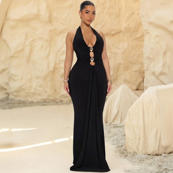 Hanging neck backless dress