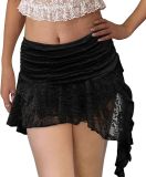 Lace mini skirt with low waist and pleated ruffle edge skirt