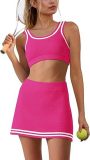 Knitted casual sports vest short skirt set