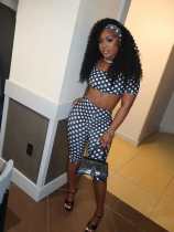 Printed strapless five quarter pants set