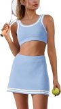 Knitted casual sports vest short skirt set