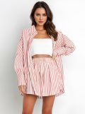 Shirt striped long sleeved two-piece set