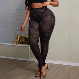 Large flocking transparent leggings
