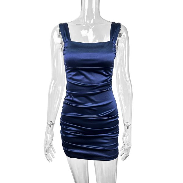 Low cut camisole pleated hip hugging dress