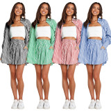 Shirt striped long sleeved two-piece set