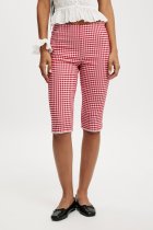 Elastic plaid cropped pants