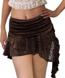 Lace mini skirt with low waist and pleated ruffle edge skirt