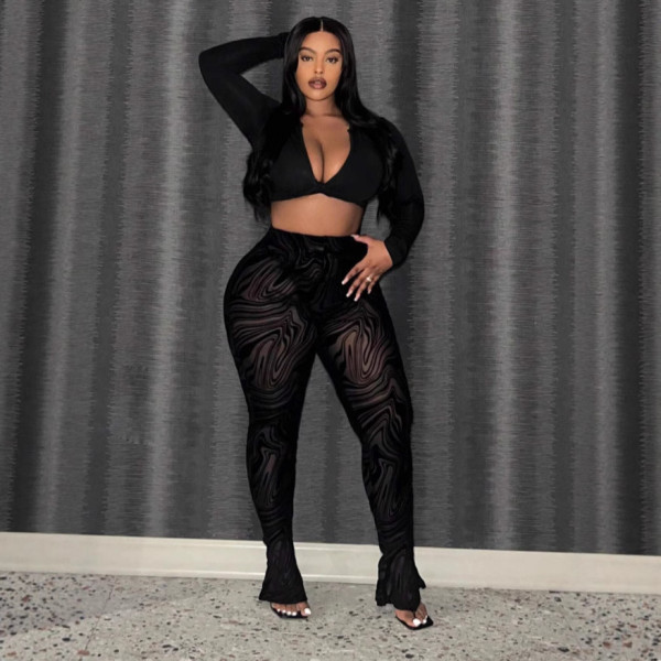 Large flocking transparent leggings